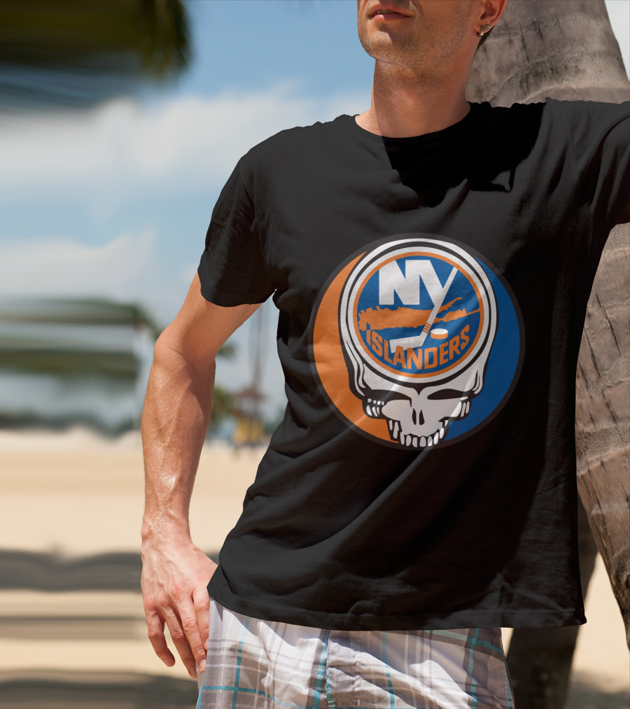 New York Islanders Grateful Dead Skull Logo Mashup T-Shirt