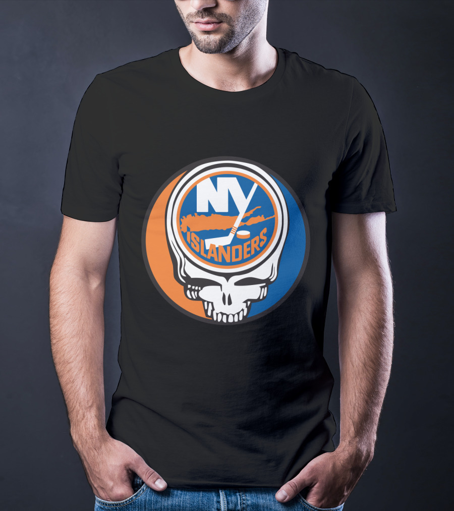New York Islanders Grateful Dead Skull Logo Mashup T-Shirt