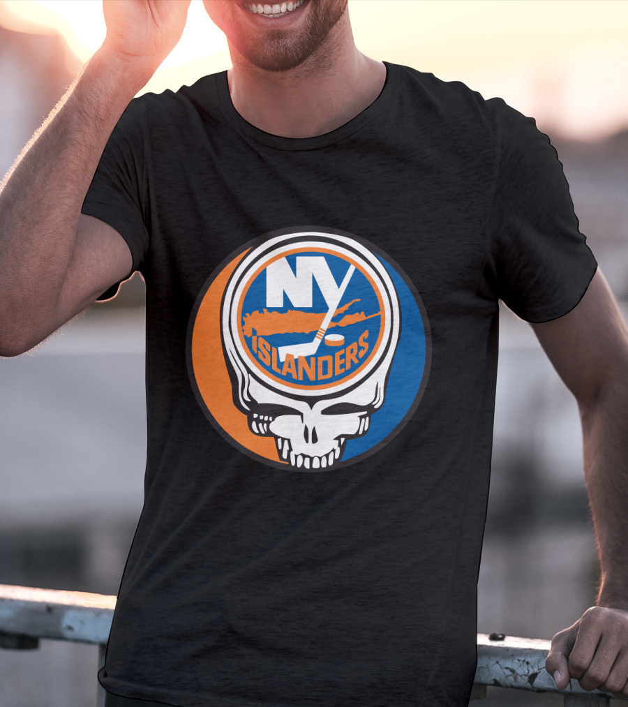 New York Islanders Grateful Dead Skull Logo Mashup T-Shirt