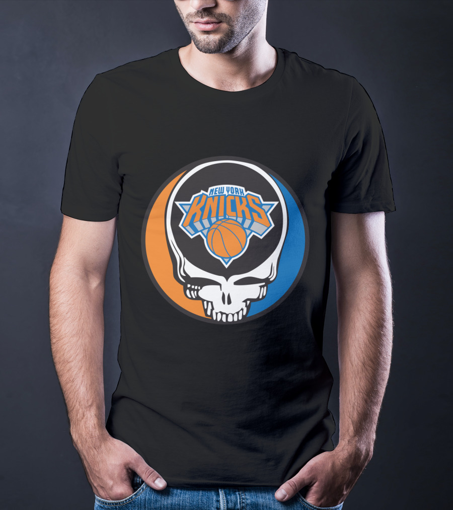 New York Knicks Grateful Dead Skull Basketball Fusion T-Shirt