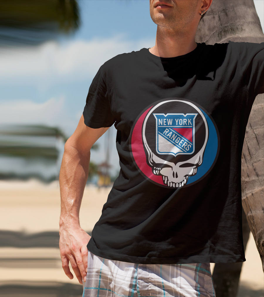 New York Rangers Grateful Dead Steal Your Face Skull Logo Fan T-Shirt