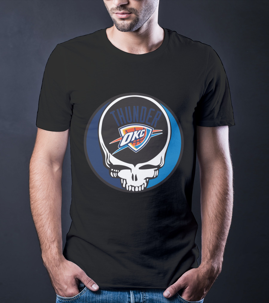 Thunder Okc Basketball Skull Icon For Grateful Dead Oklahoma City Fans T-Shirt