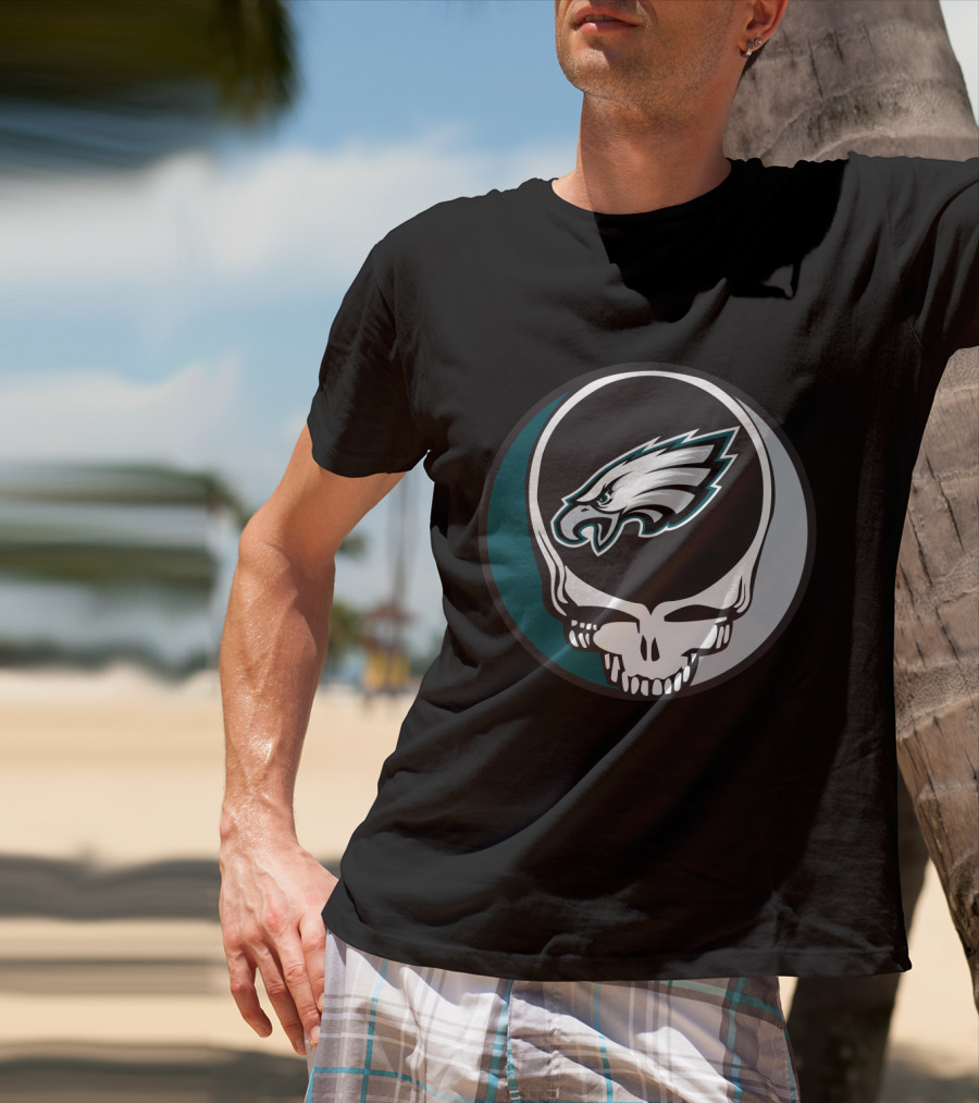 Grateful Dead Philadelphia Eagles Skull Logo Fusion T-Shirt