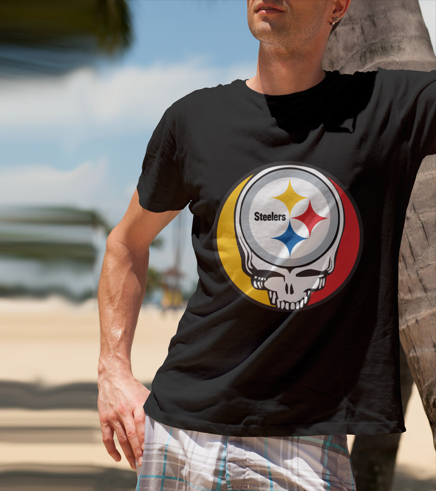 Steelers Logo In Grateful Dead Skull Mashup For Pittsburgh Fans T-Shirt