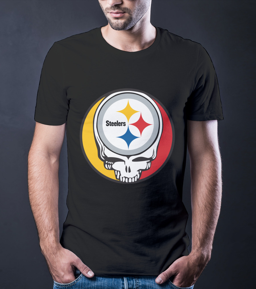 Steelers Logo In Grateful Dead Skull Mashup For Pittsburgh Fans T-Shirt