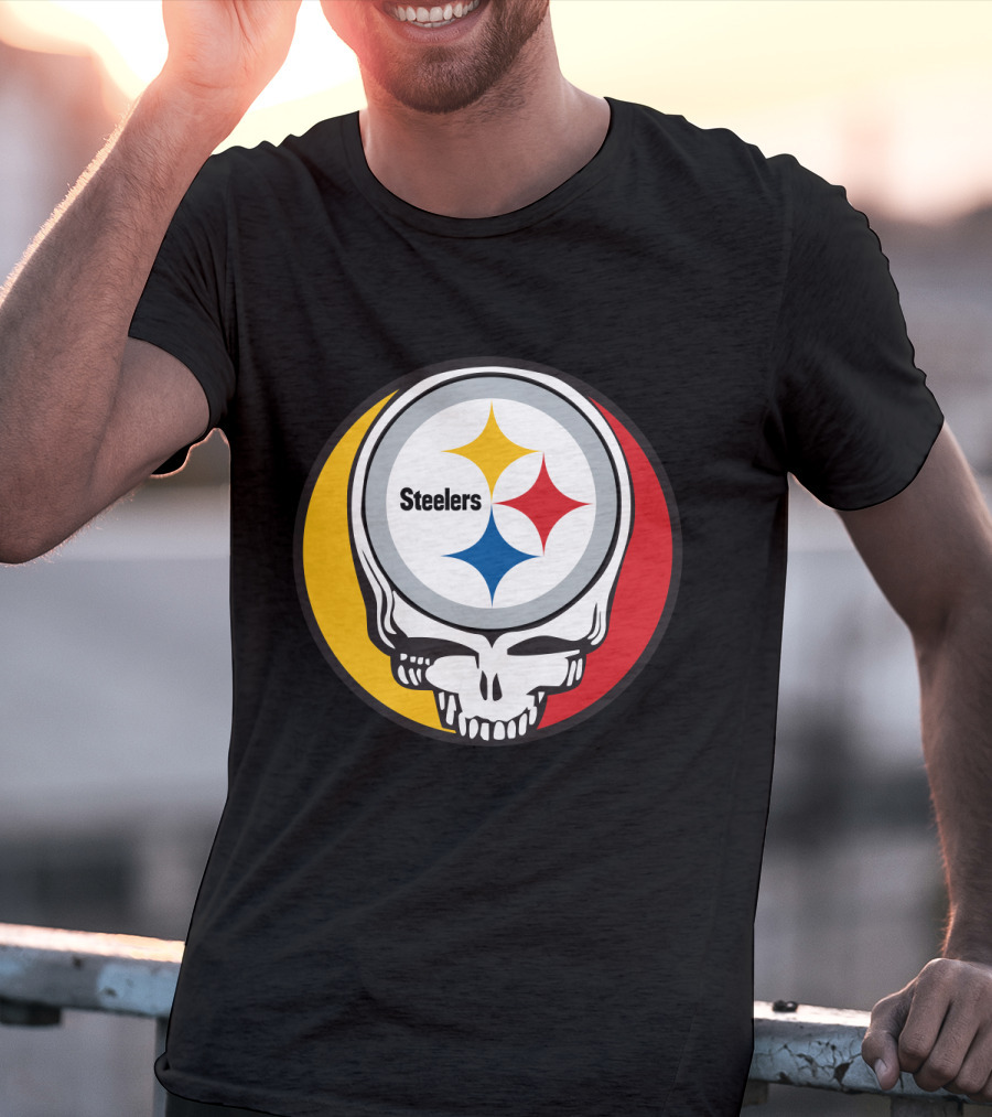 Steelers Logo In Grateful Dead Skull Mashup For Pittsburgh Fans T-Shirt