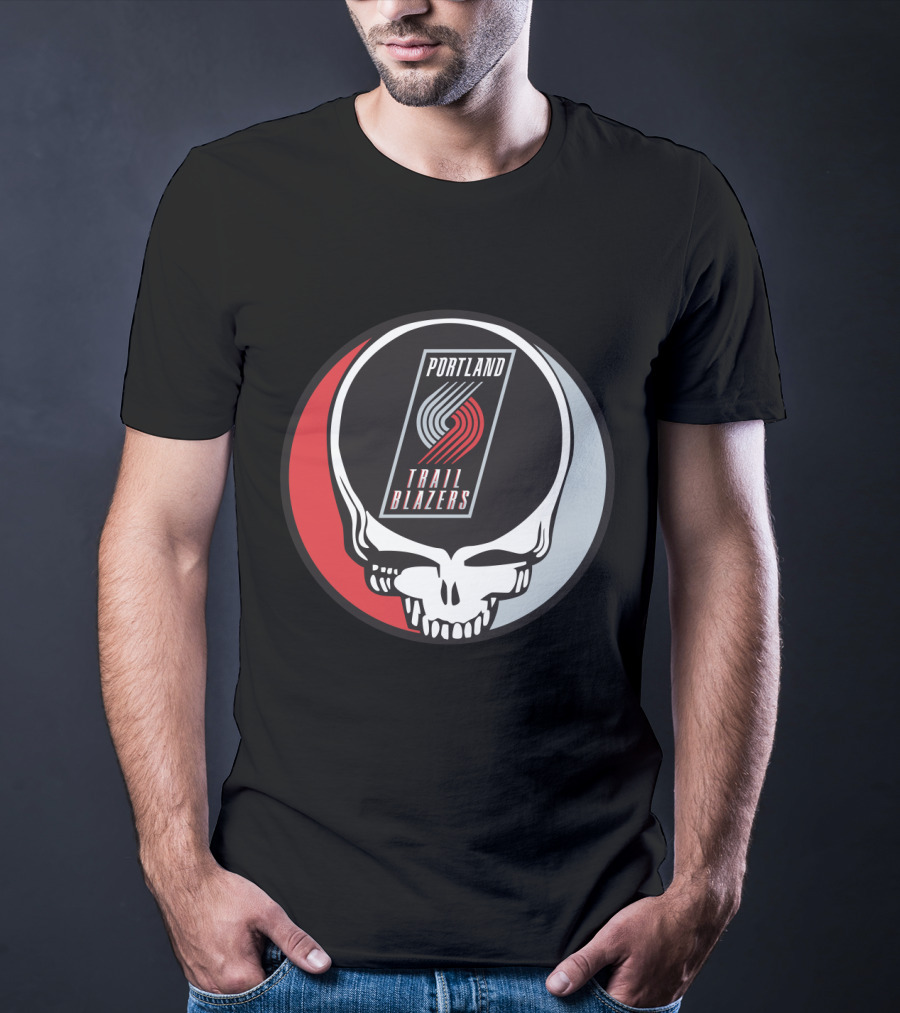 Portland Trail Blazers In Grateful Dead Skull T-Shirt