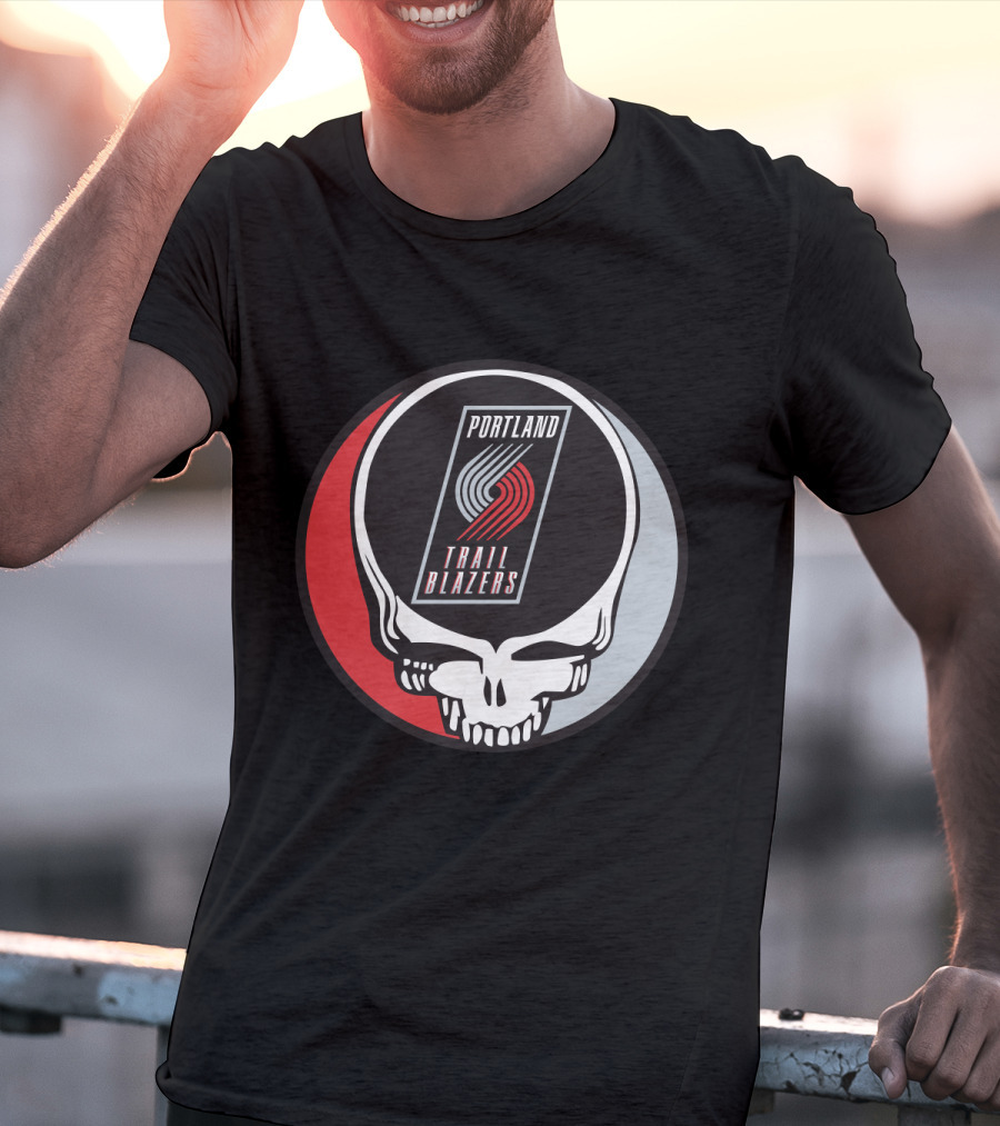 Portland Trail Blazers In Grateful Dead Skull T-Shirt
