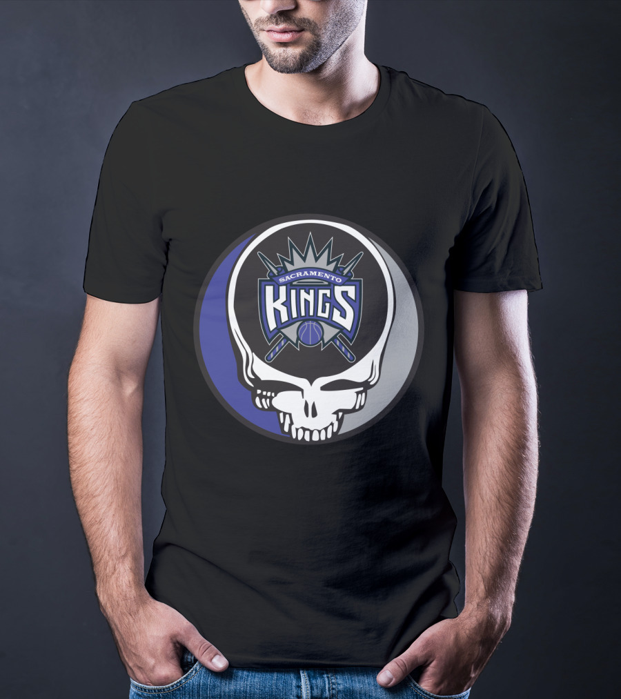Grateful Dead Sacramento Kings Skull Logo Fusion T-Shirt
