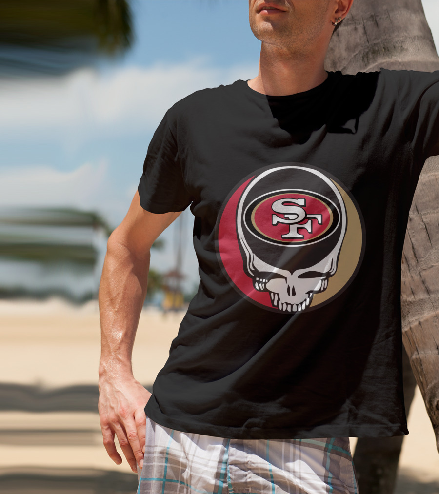 Grateful Dead Skull With San Francisco 49ers Sf Logo For Fans T-Shirt