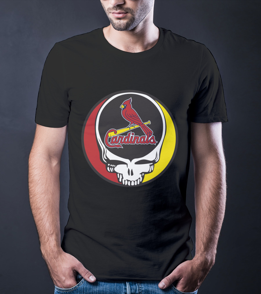 Grateful Dead Skull Design With St. Louis Cardinals Logo For Fans T-Shirt