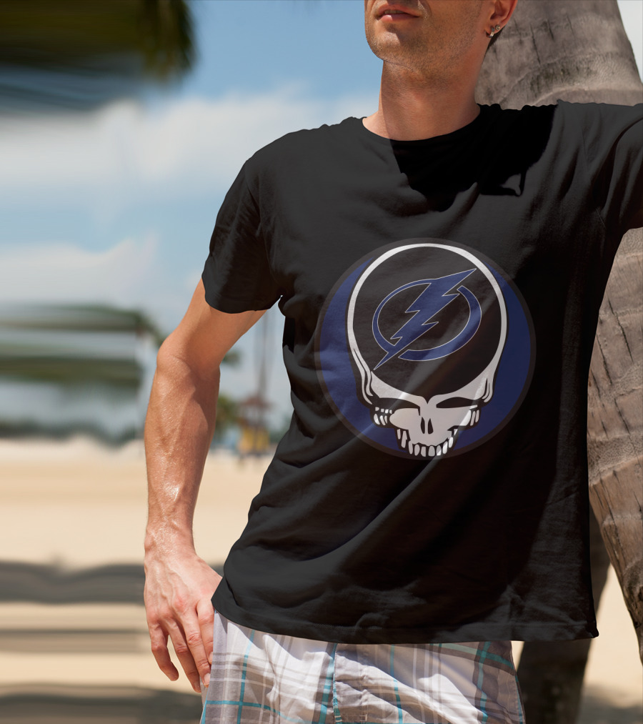 Grateful Dead Tampa Bay Lightning Fans Skull With Bolt T-Shirt