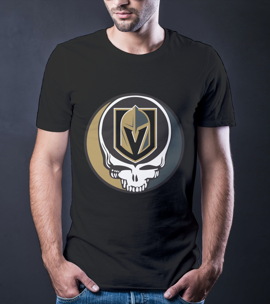 Grateful Dead Skull With Vegas Golden Knights Helmet T-Shirt