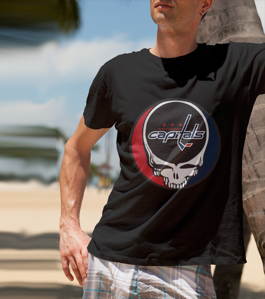 Washington Capitals Steal Your Face Hockey Skull T-Shirt