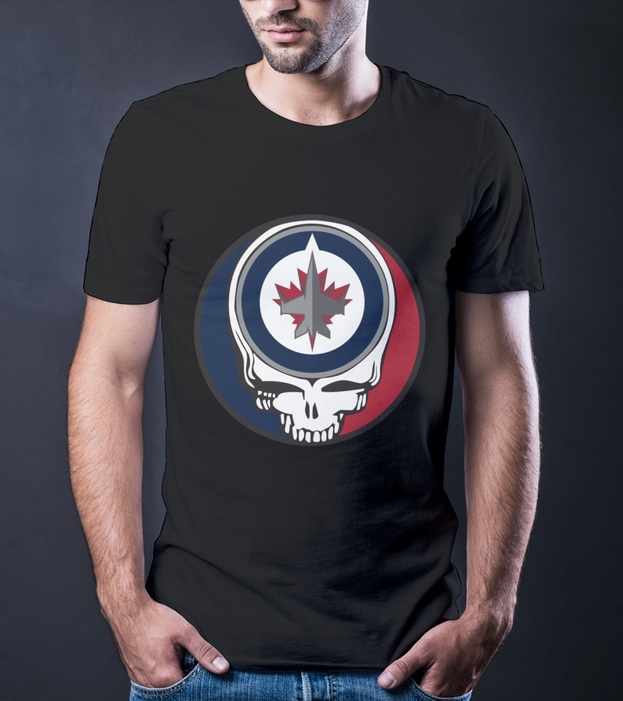 Grateful Dead Skull With Winnipeg Jets Logo For Fans T-Shirt