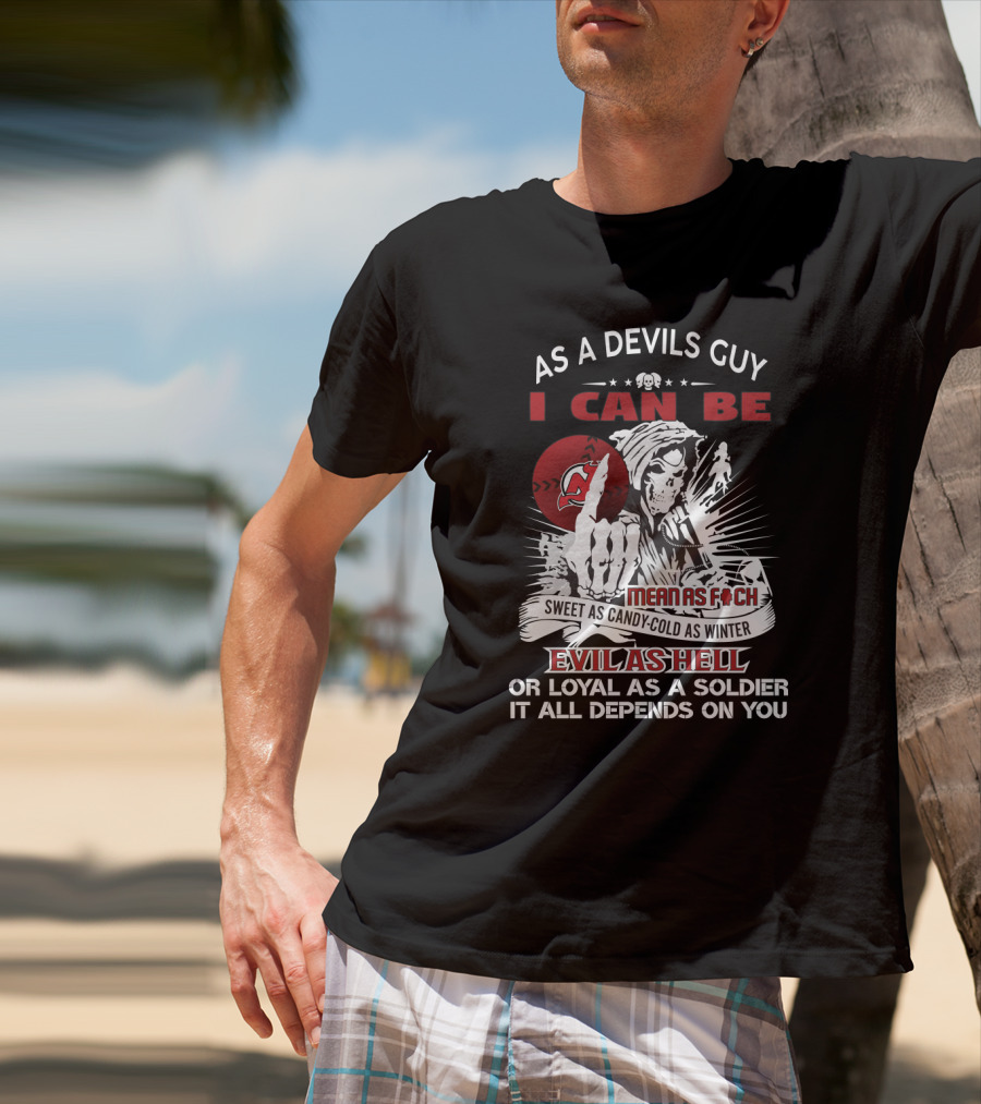 New Jersey Devils Grim Reaper Fan Loyalty Statement With Red Logo T-Shirt