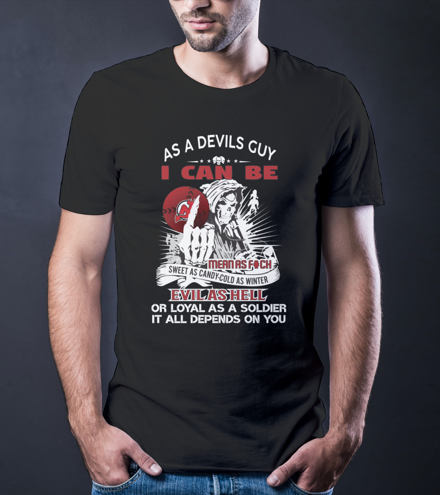 New Jersey Devils Grim Reaper Fan Loyalty Statement With Red Logo T-Shirt