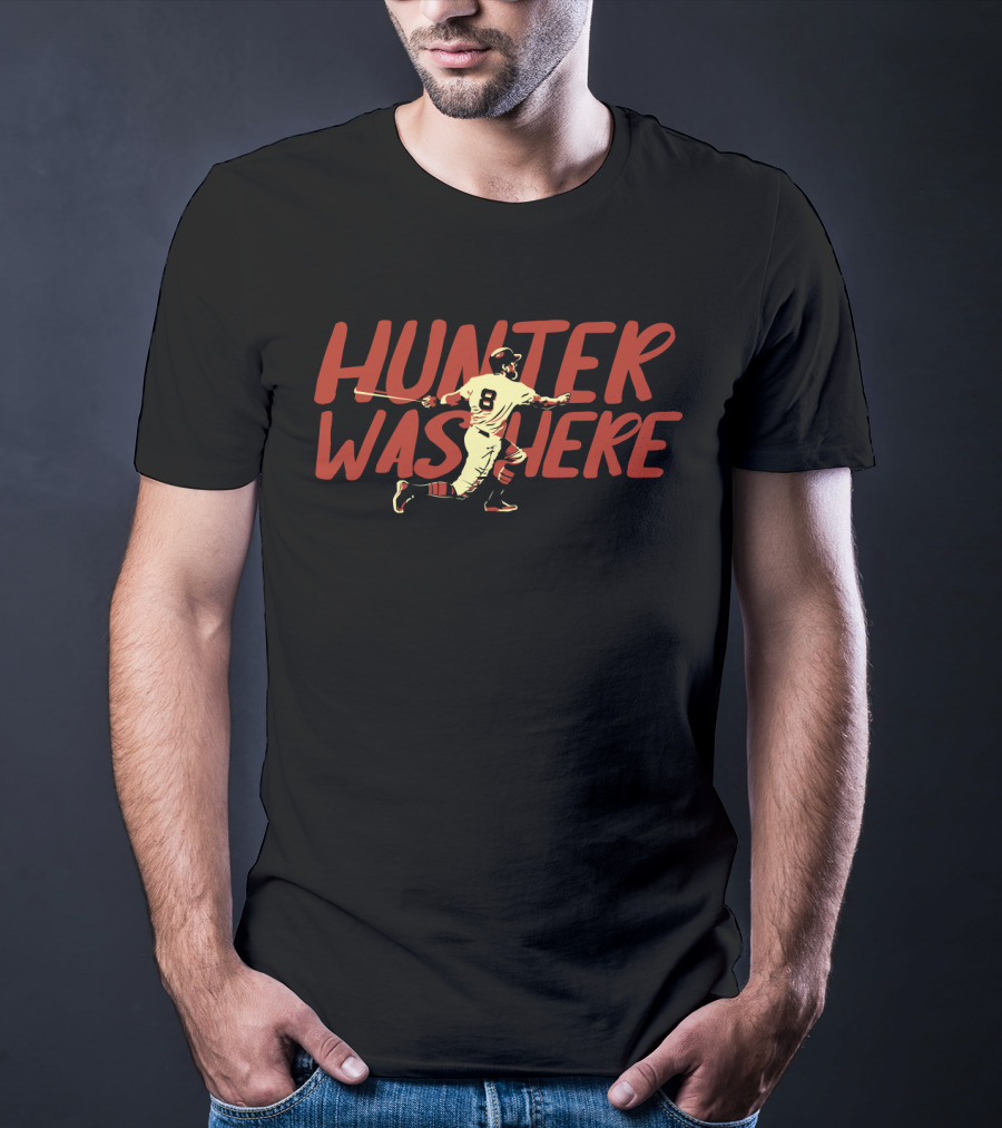 Hunter Was Here Baseball Player Number 8 T-Shirt