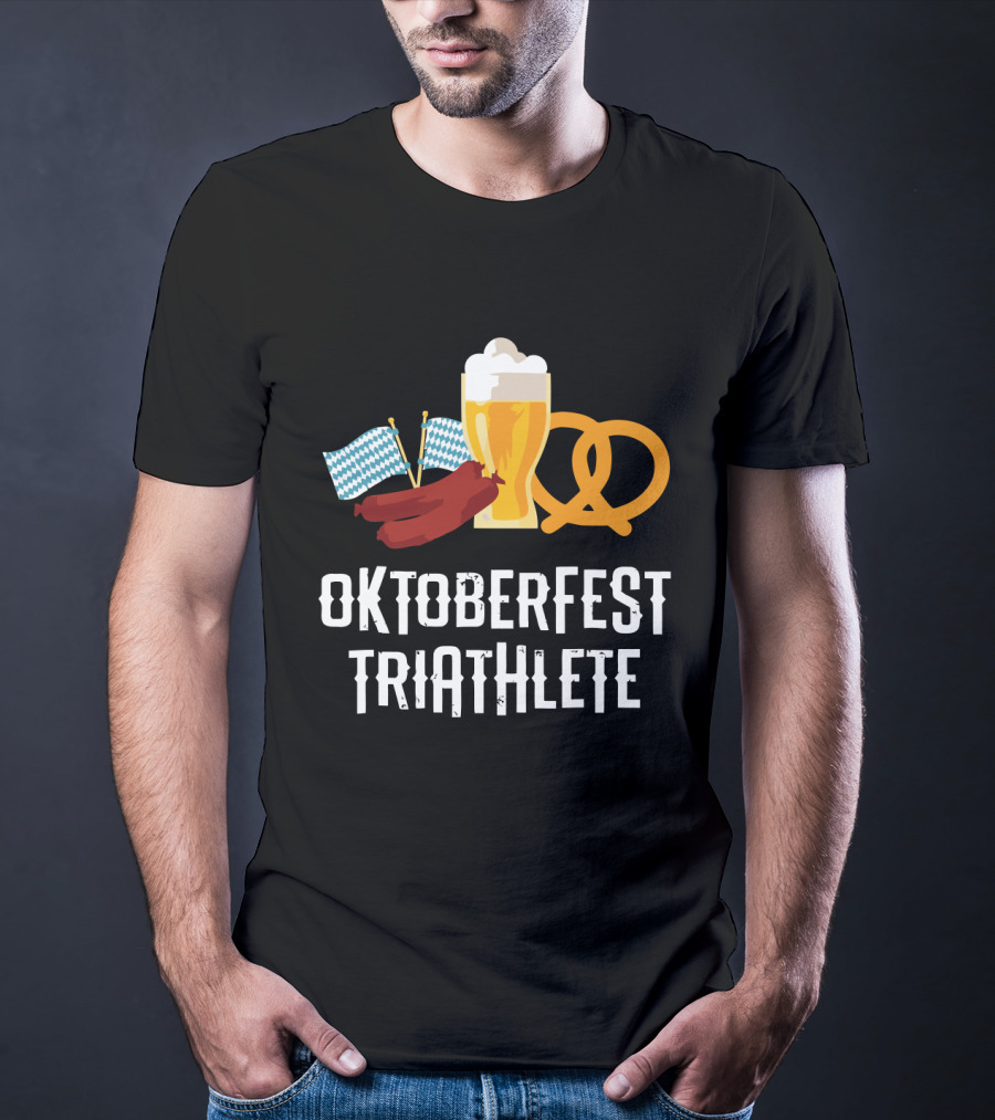 Oktoberfest Triathlete Sausage Beer Pretzel Flags T-Shirt
