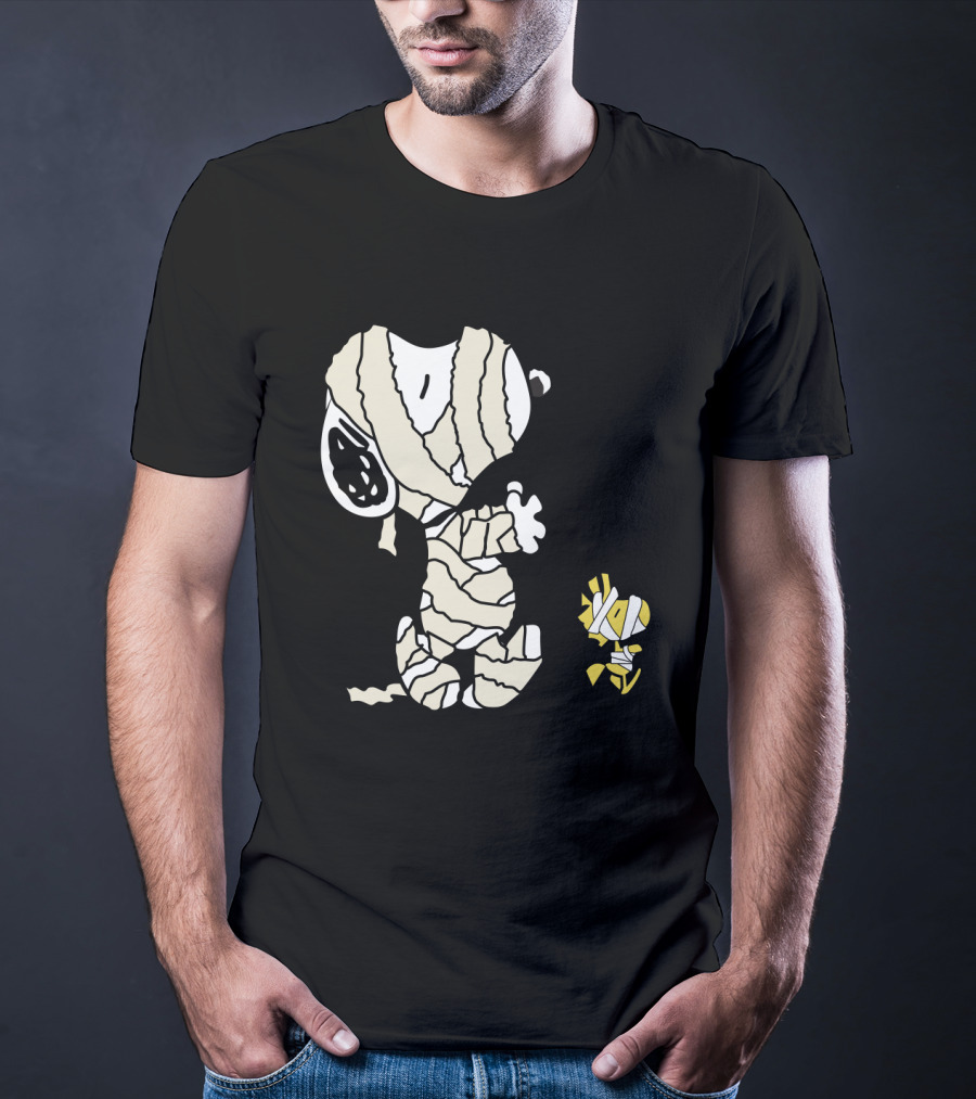 Peanuts Snoopy Mummy Wrapped Woodstock Halloween T-Shirt