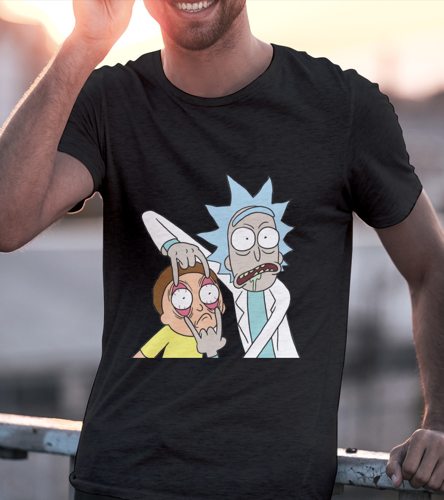 Rick And Morty Screaming Eye-Popping Gesture T-Shirt