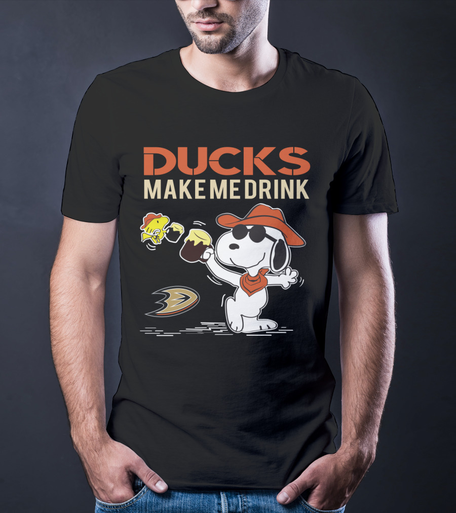 Snoopy Ducks Make Me Drink Anaheim Ducks Fans Peanuts Hockey T-Shirt