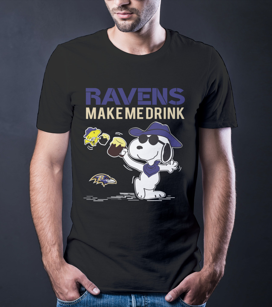 Ravens Make Me Drink Snoopy Baltimore Ravens Fans T-Shirt