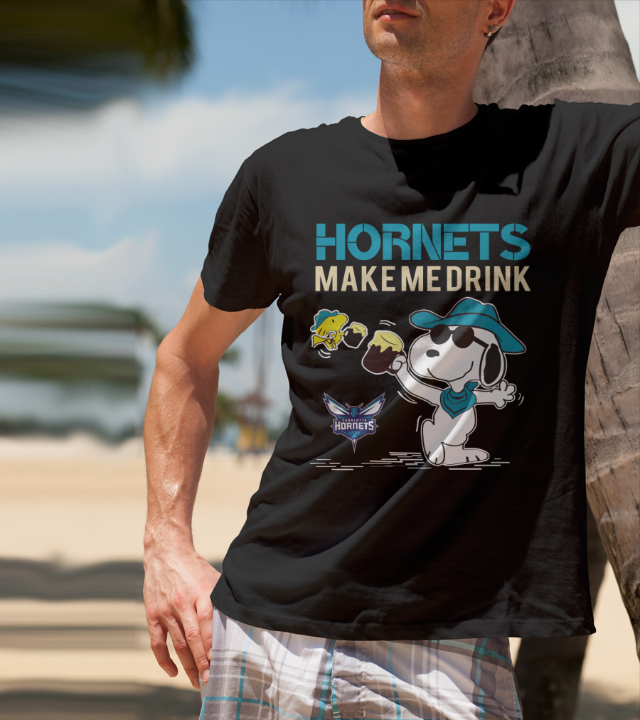Hornets Make Me Drink Charlotte Hornets Snoopy Peanuts T-Shirt