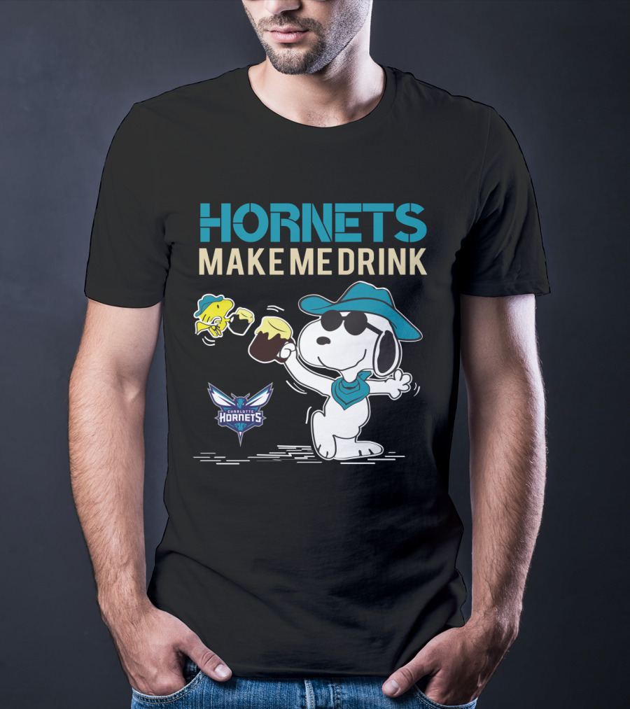 Hornets Make Me Drink Charlotte Hornets Snoopy Peanuts T-Shirt