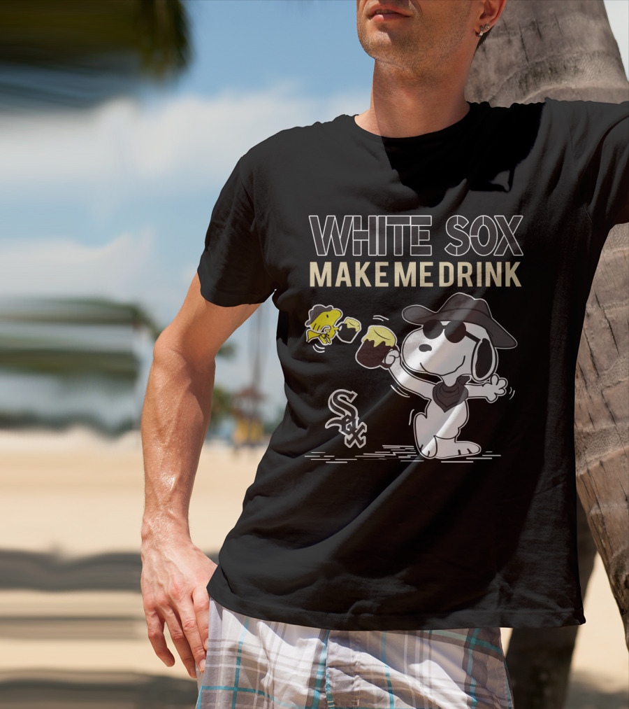 Snoopy White Sox Make Me Drink Baseball Fan Humor T-Shirt