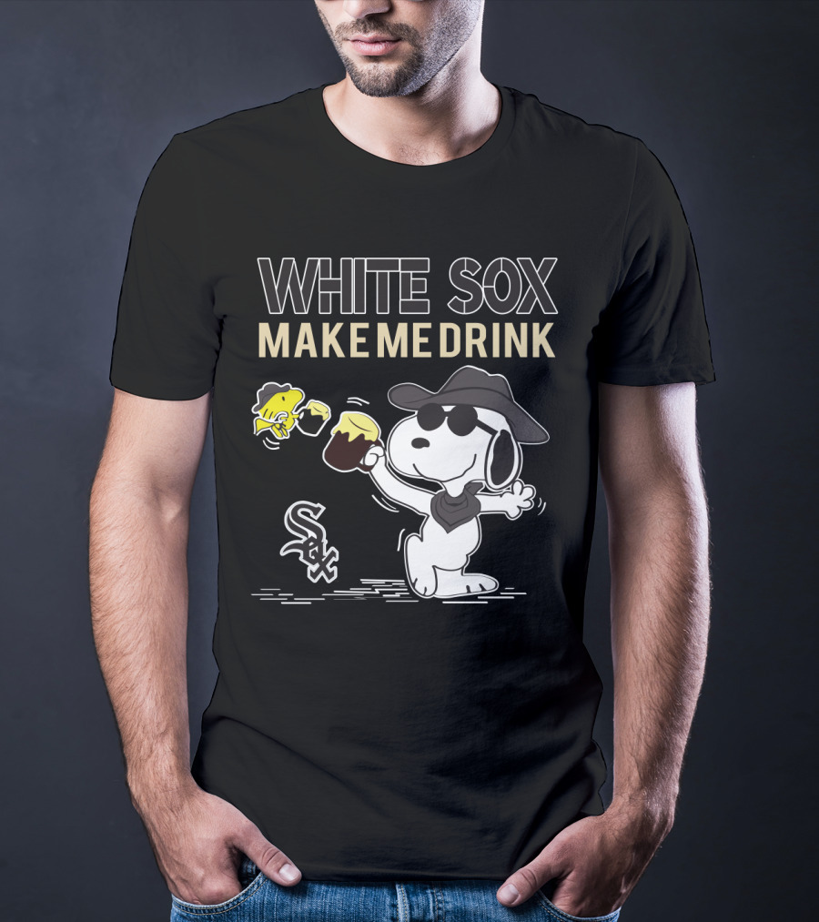 Snoopy White Sox Make Me Drink Baseball Fan Humor T-Shirt