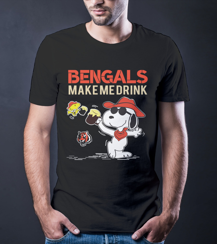 Bengals Make Me Drink Snoopy Cincinnati Bengals Football Fan T-Shirt