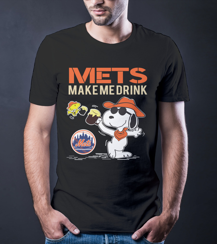 Snoopy Mets Make Me Drink New York Mets Fans T-Shirt