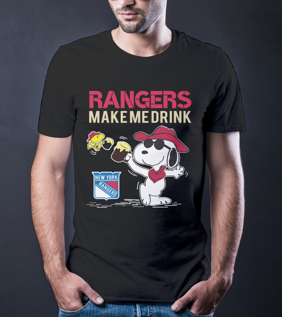 Snoopy New York Rangers Make Me Drink Shirt Fans Beer Cheers Hockey T-Shirt