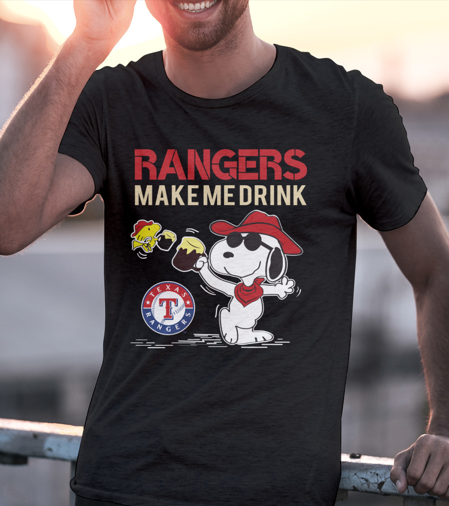Texas Rangers Snoopy Makes Me Drink T-Shirt