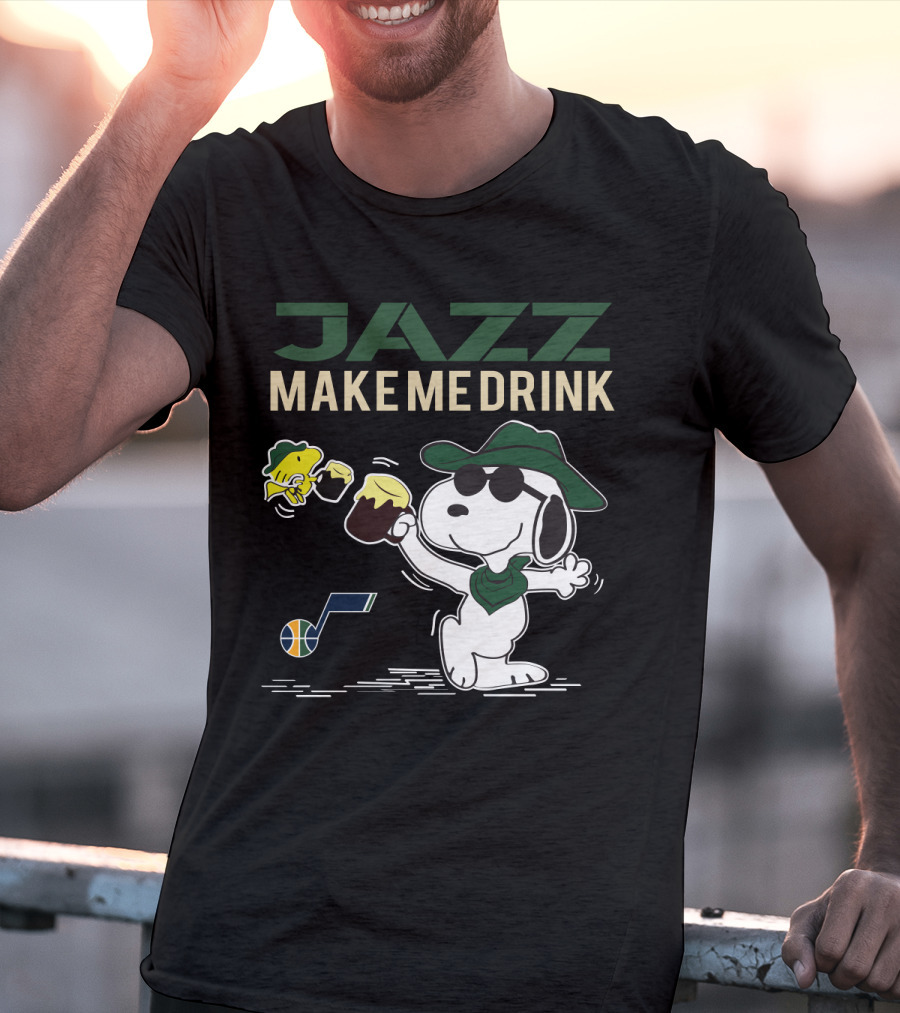 Jazz Make Me Drink Snoopy Utah Jazz Basketball Fans T-Shirt