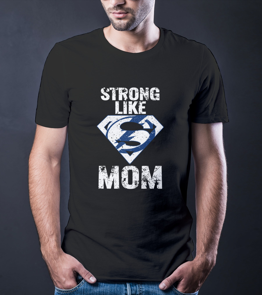 Strong Like Mom Tampa Bay Lightning Superhero T-Shirt