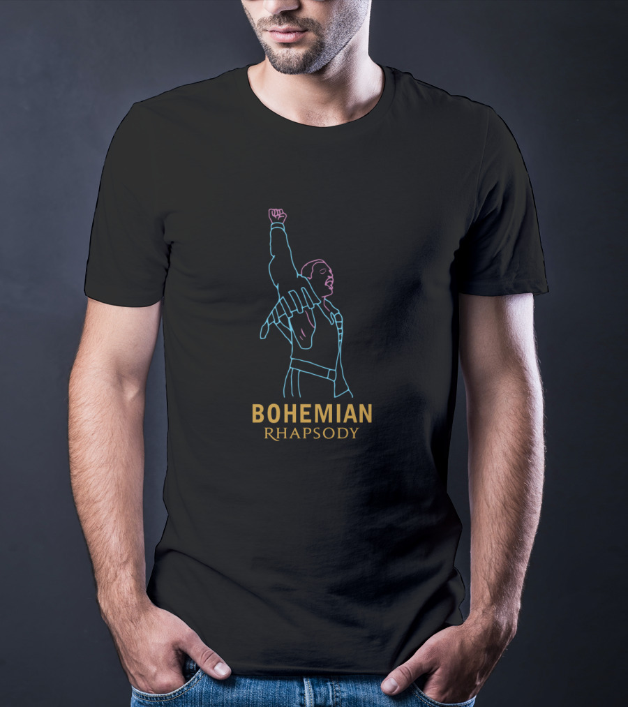 Bohemian Rhapsody Line Art Figure With Raised Fist T-Shirt