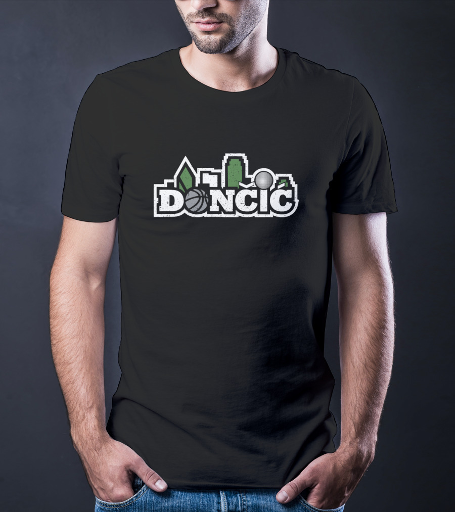 DONCIC Basketball Skyline Green City T-Shirt