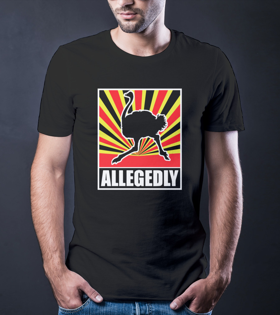 Allegedly Ostrich Silhouette On Bold Radiant Stripes T-Shirt