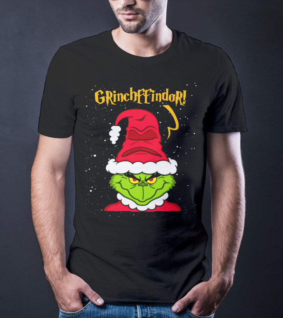 Grinche FFindor Grinch Santa Hat Snowflakes Christmas T-Shirt