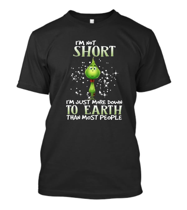 I'm Not Short I'm Just More Down To Earth Than Most People Green Character With Sparkles T-Shirt