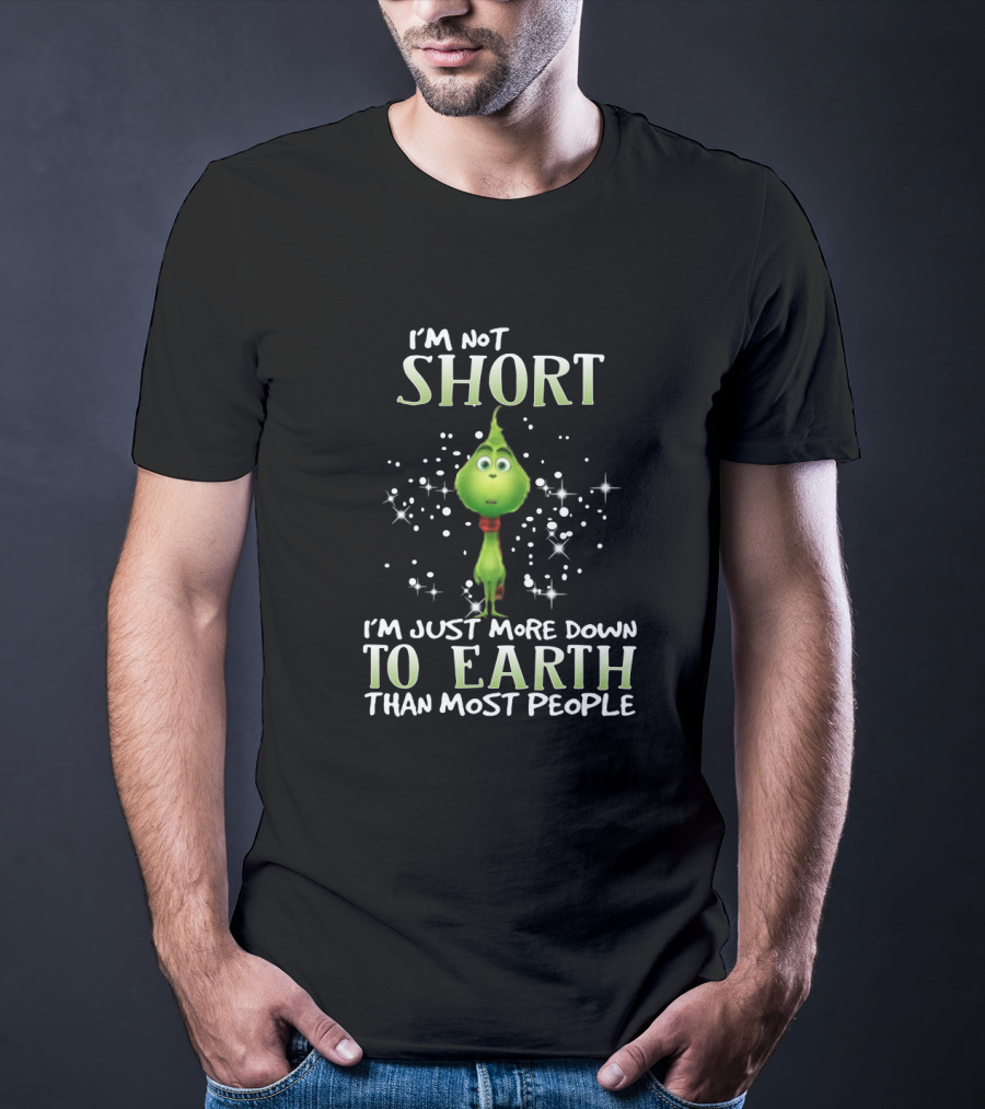 I'm Not Short I'm Just More Down To Earth Than Most People Green Character With Sparkles T-Shirt