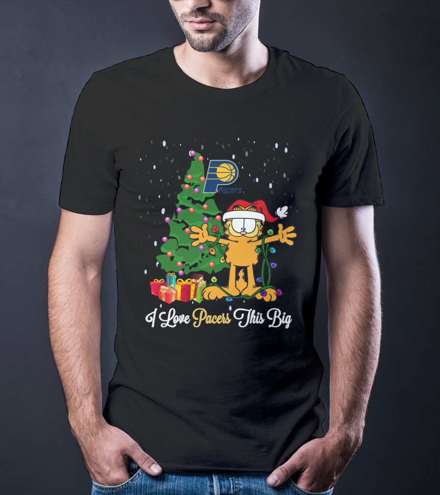 I Love Pacers This Big Garfield Christmas Tree Pacers Logo Gifts T-Shirt