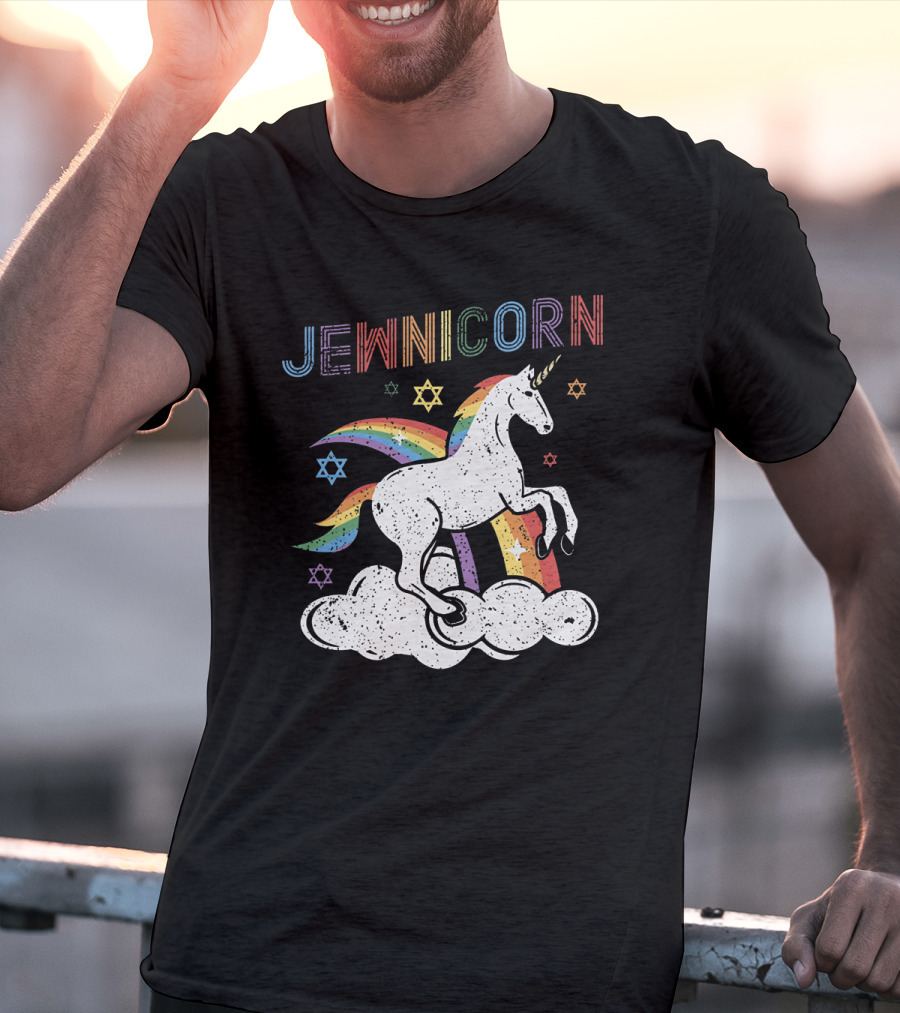 Jewnicorn Rainbow Star Of David Hanukkah Unicorn T-Shirt