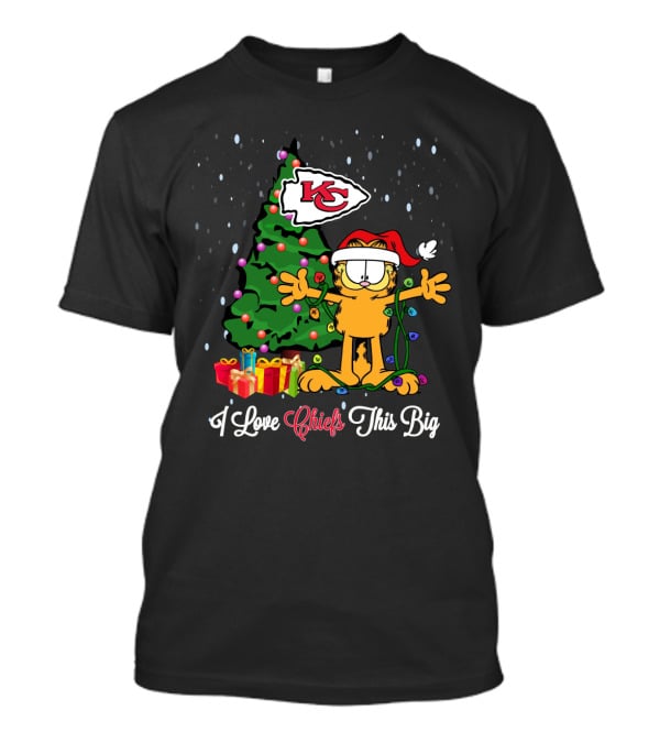 I Love Kansas City Chiefs Garfield Christmas Tree Holiday T-Shirt