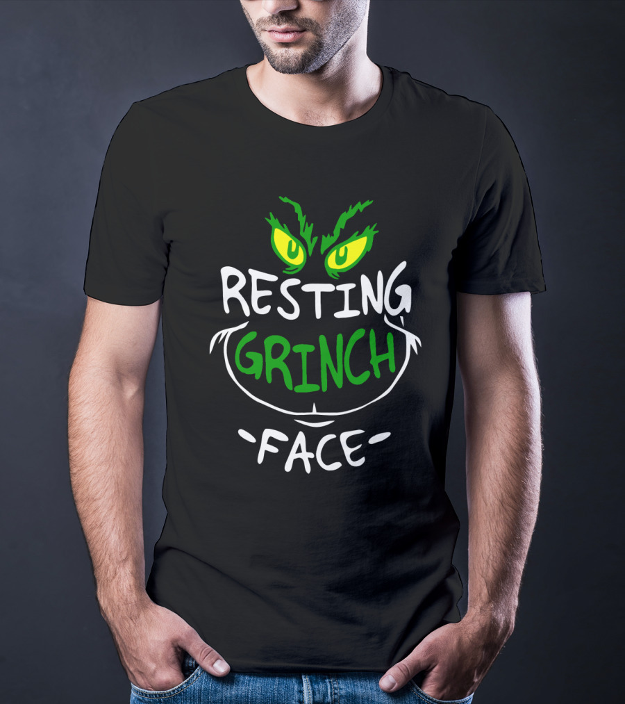 Resting Grinch Face Christmas Grinch Eyes And Smile T-Shirt