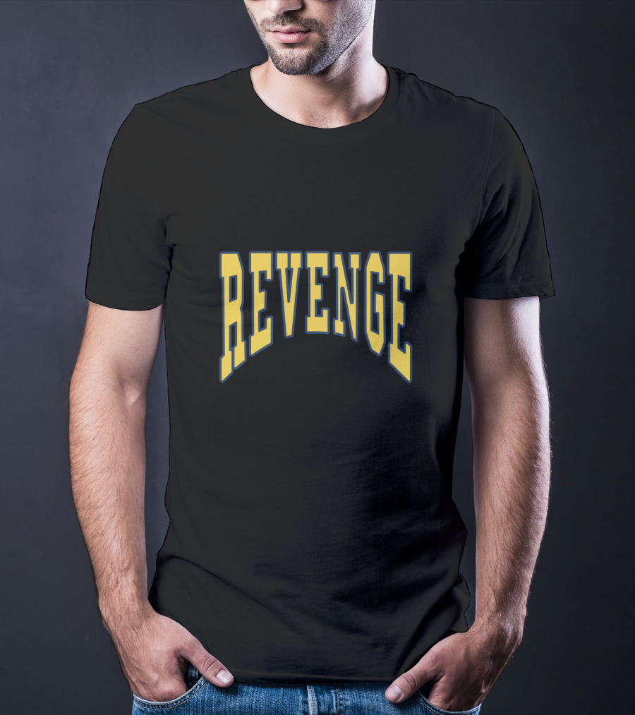 Revenge Bold Arched Yellow And Blue Varsity T-Shirt