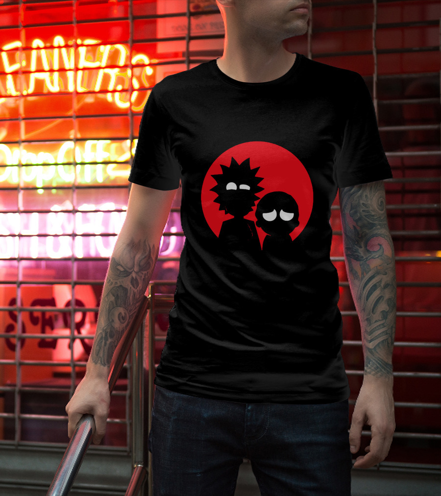 Rick And Morty Silhouette Red Sun Circle T-Shirt