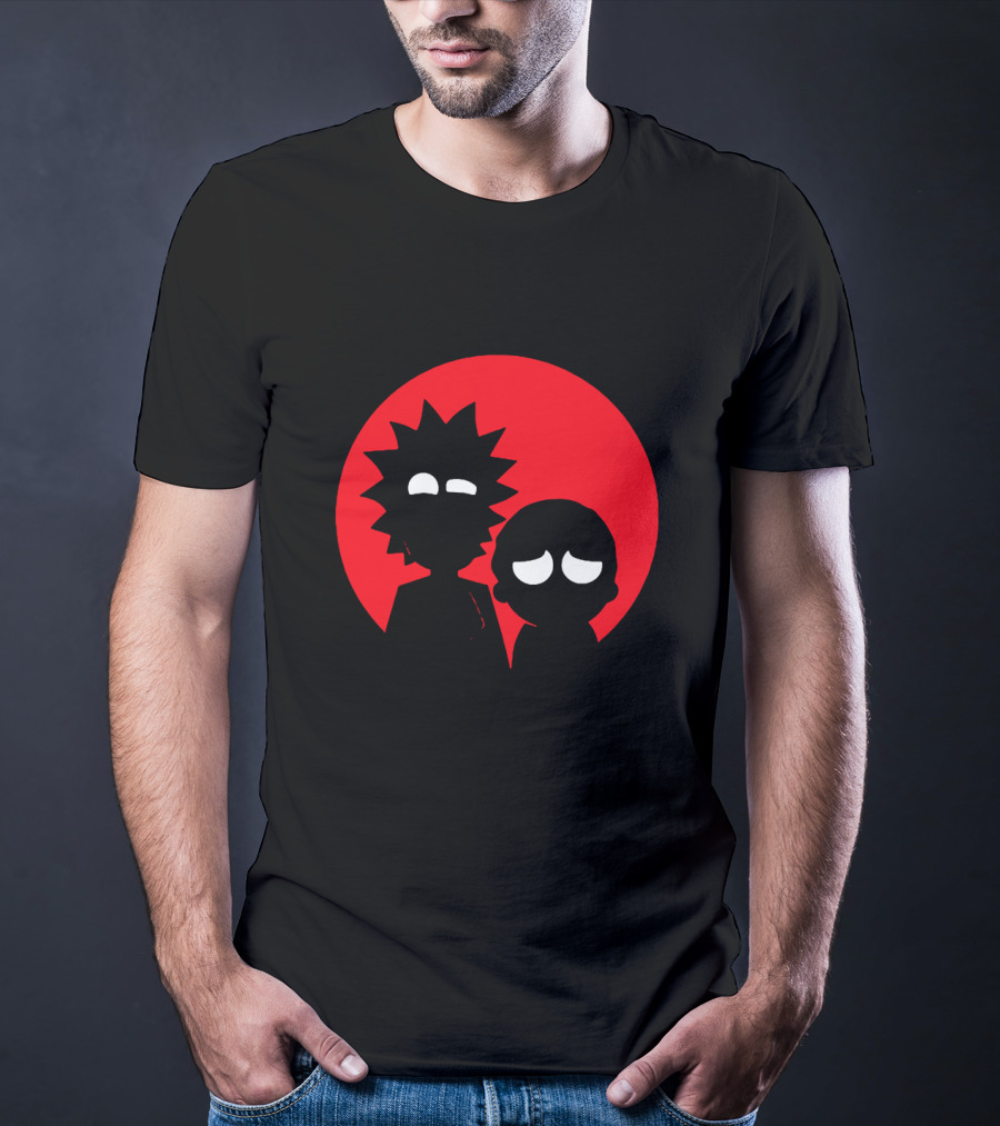 Rick And Morty Silhouette Red Sun Circle T-Shirt